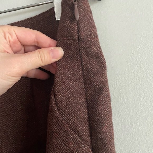 High waisted wool shorts high rise brown shorts with pockets - Picture 4 of 5